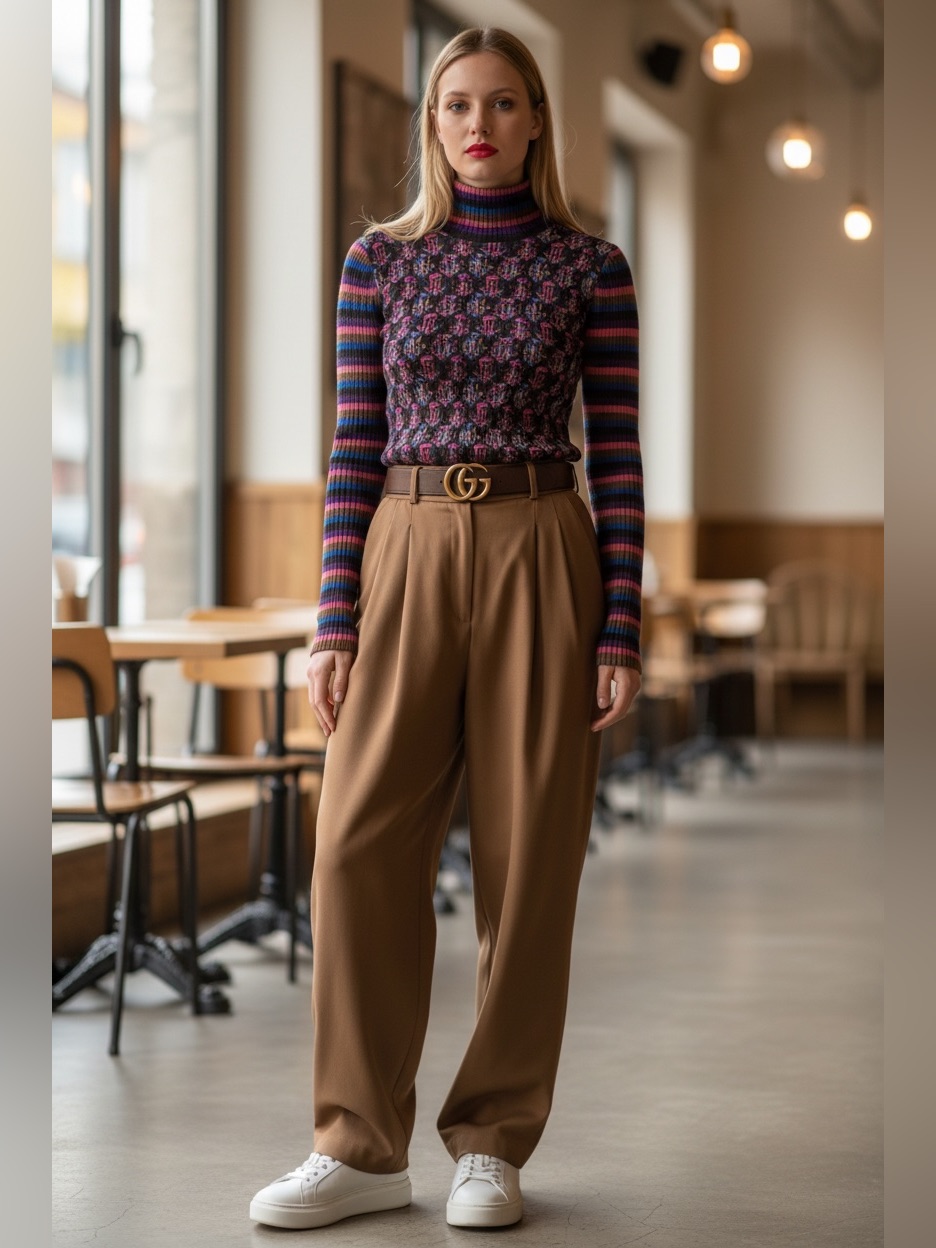 Gucci Multicolor Striped & Patterned Turtleneck Sweater